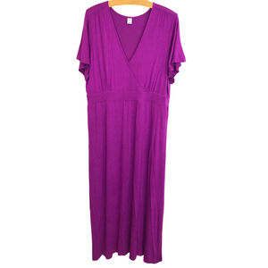 Old Navy Womens Purple Knit Maxi Dress Short Sleeve Size XL